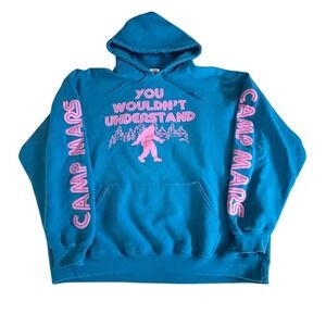 Camp Mars Bigfoot You Wouldn't Understand Teal Pink Graphic Hoodie XL